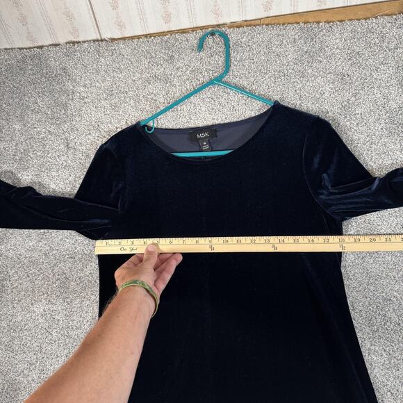 MSK Dress M Blue Velvet Cocktail Evening Whimsigoth Dark Romantic Moody WItchy - Picture 3 of 10